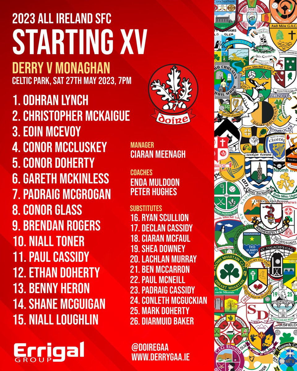 Doiregaa's tweet photo. Our lineup for Saturday’s All Ireland SFC fixture with Monaghan 🙌🇦🇹 https://t.co/mKGYDh4JBf