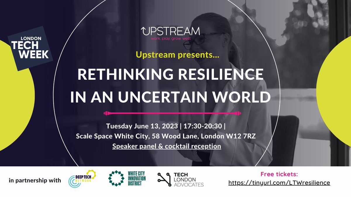 Nexus Upstream London (@helloupstream) on Twitter photo π Join us for an inspiring discussion on #resilience at <a href="/LDNTechWeek/">London Tech Week</a>! π£οΈπͺ Date: June 13th, 17:30 π
Location: <a href="/scale_space/">SCALE SPACE</a> <a href="/WCIDLondon/">White City Innovation District</a>. Explore strategies to build a resilient #future in #health, #businesses, and #infrastructure. Reserve your FREE spot: eventbrite.com/e/london-tech-β¦ π Join us for an inspiring discussion on #resilience at <a href="/LDNTechWeek/">London Tech Week</a>! π£οΈπͺ Date: June 13th, 17:30 π
Location: <a href="/scale_space/">SCALE SPACE</a> <a href="/WCIDLondon/">White City Innovation District</a>. Explore strategies to build a resilient #future in #health, #businesses, and #infrastructure. Reserve your FREE spot: eventbrite.com/e/london-tech-β¦