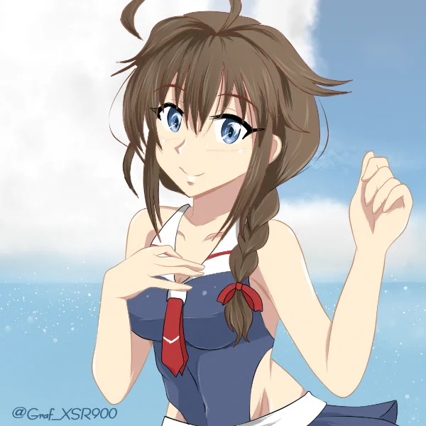 #みなさん3年前の今頃はどんな絵描いてましたか  最近描いた時雨と最後に描いた時雨の比較。  最後に時雨描いたの・・・19年でした。 この時丁度三越さんで白露型水着が発売されたときでしたね。