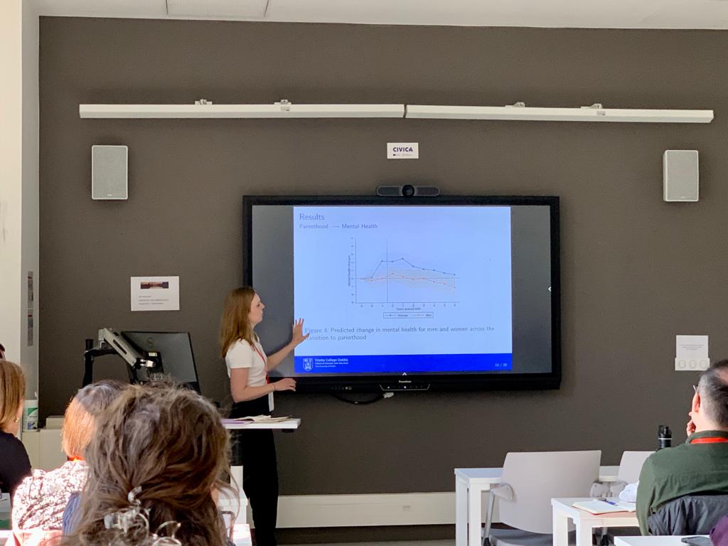Great presentation by Sandrine Metzger <a href="/sm_metzger/">Sandrine Metzger</a> from <a href="/TCDsociology/">TCD Sociology</a> at #RC28 #RC28paris!

Paper on the gender role of time use in mental health trajectories over the transition to parenthood.