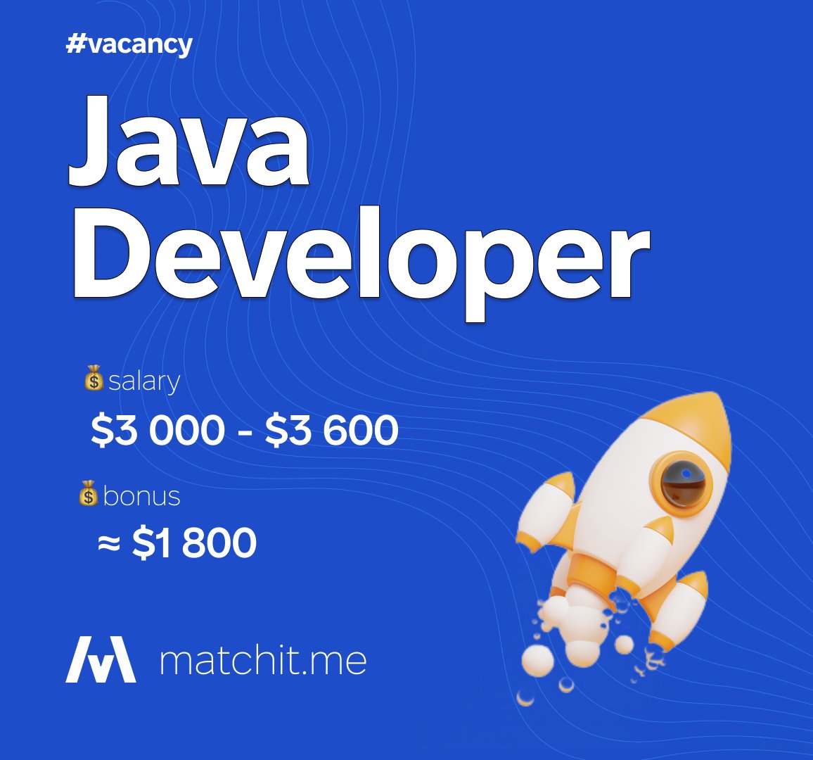 🔍 Matchit.me invites you to cooperate! 🚀

💥 Salary: $3,000 - $3,600

🎉 Referral bonus: ≈ $1800

👀Details here =>app.matchit.me/ua/vacancies/1…

#sports #datascience #parsing #bookmakers #developer #Java #bonus #salary #referral #collaboration #technology #development