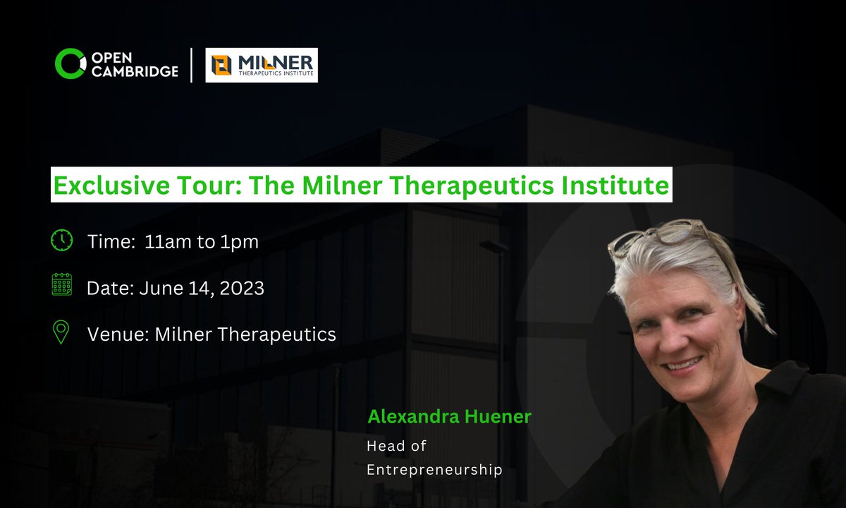 CamOpenWeek's tweet photo. Join Alexandra Huener, Head of Entrepreneurship at @TheMilnerInst on 14th June 2023 from 11am - 1pm as part of #Cambridge Wide Open Day! Discover 2 exciting presentations by Frame Shift Bio #Incubator companies.
Sign up https://t.co/3zyGDo91eq #opencambridge #CWOD #biotech https://t.co/VX8ulsBYLr