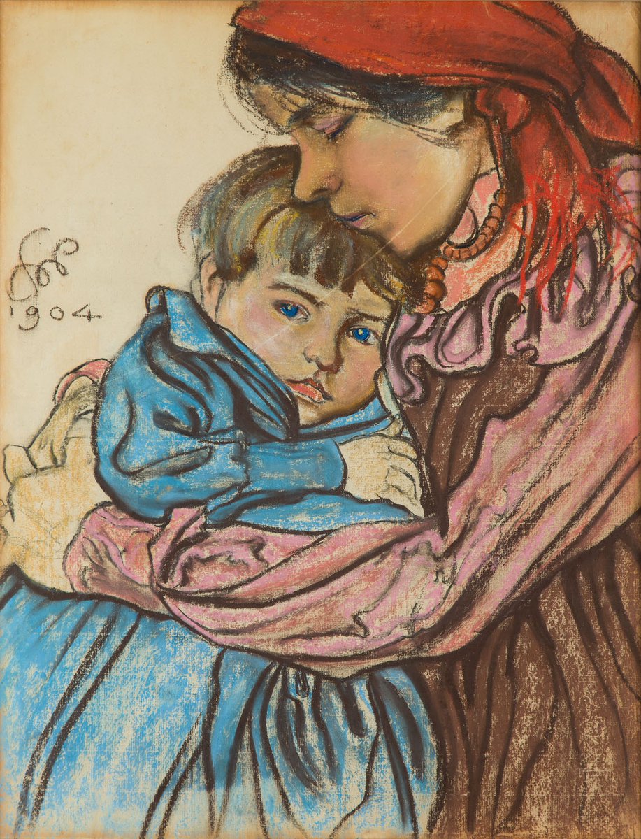 Stanisław Wyspiański - Macierzyństwo (pastel na papierze, 62 x 47,4 cm), 1904. #PolishMastersofArt #PolishArt #PolskaSztuka #StanislawWyspianski #DzienMatki #MothersDay