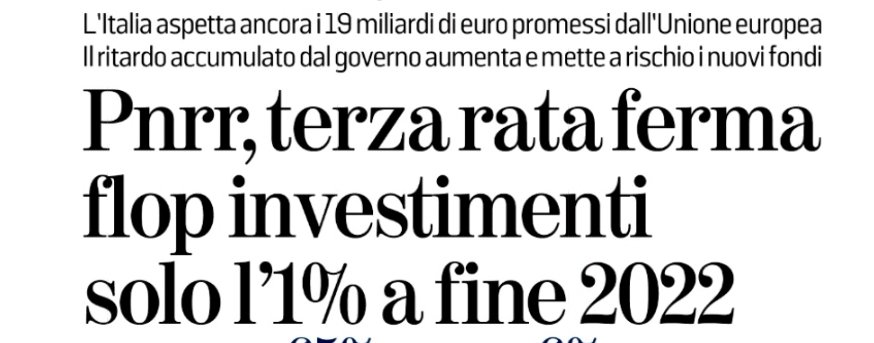 Molte idee ma molto molto confuse
Ritarda non solo l'attuazione del PNRR ma anche la sua revisione.