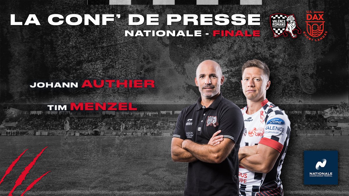 VRDRrugby's tweet photo. ๐ | ๐๐ข๐ก๐' ๐๐ ๐ฃ๐ฅ๐๐ฆ๐ฆ๐
Retrouvez la confรฉrence de presse avec Johann et notre demi de mรชlรฉe Tim avant la finale face ร Dax ๐
Johann AUTHIER vous attend nombreux pour soutenir nos Damiers face aux Dacquois !
https://t.co/DtsOA9ZTo6
#VRDRDAX https://t.co/c5wCWItj1D