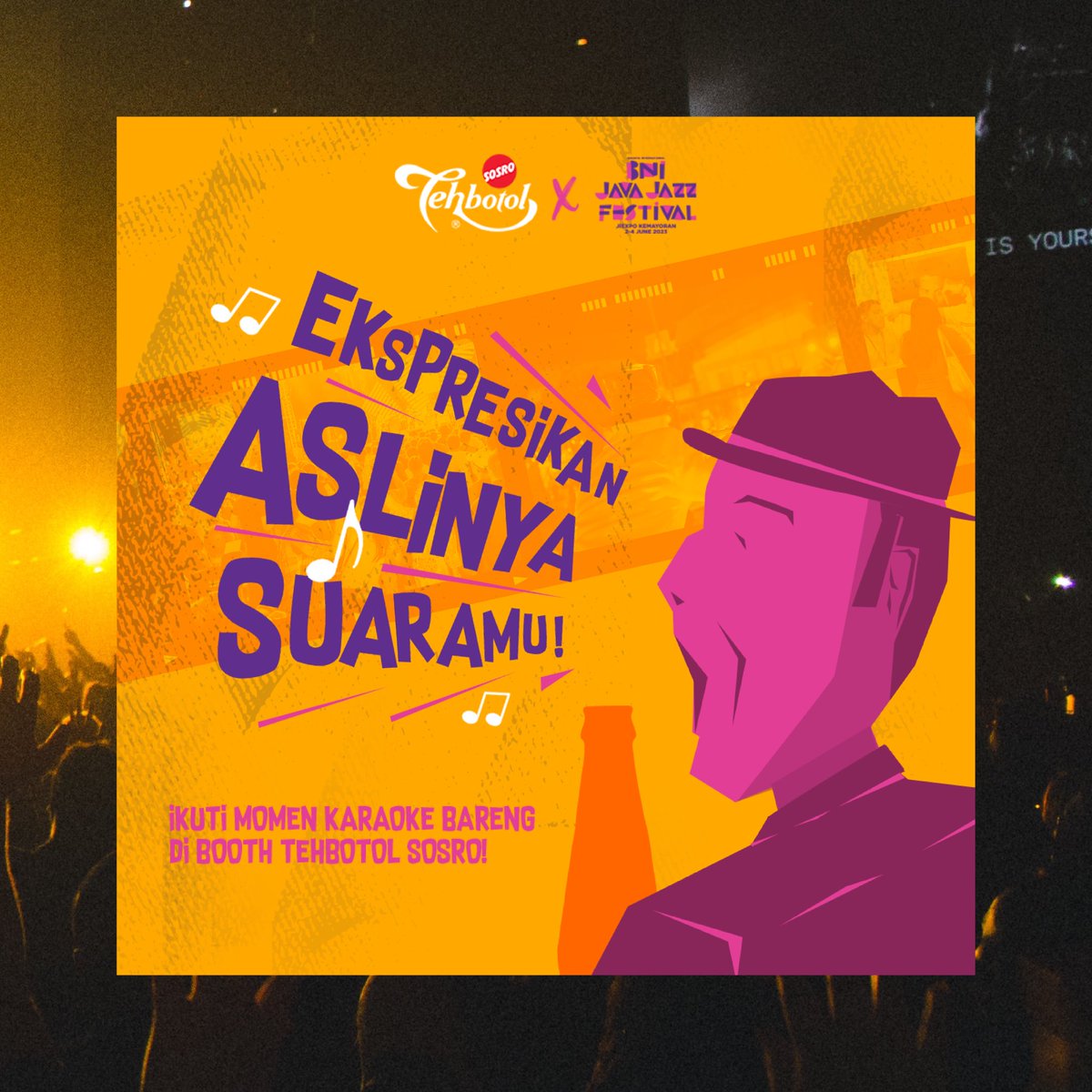 tehbotolsosroID's tweet image. Mau nikmatin momen nonton konser, sambil karaokean? Bisa banget, hanya di booth Tehbotol Sosro tentunya!

#BNIJJF2023 #Javajazzfest
#ExpressYourJazzWithTBS #ApapunMusiknya #TehbotolSosro