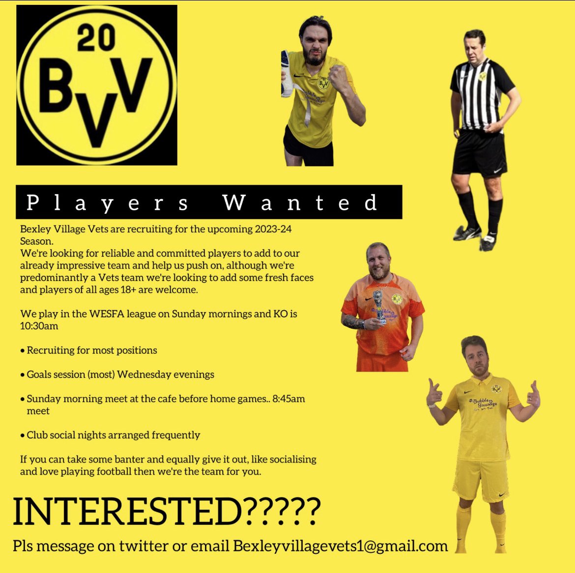 BVV are looking for new players!!!! <a href="/WESFA_Football/">W.E.S.F.A.</a> @SELKGrassroots