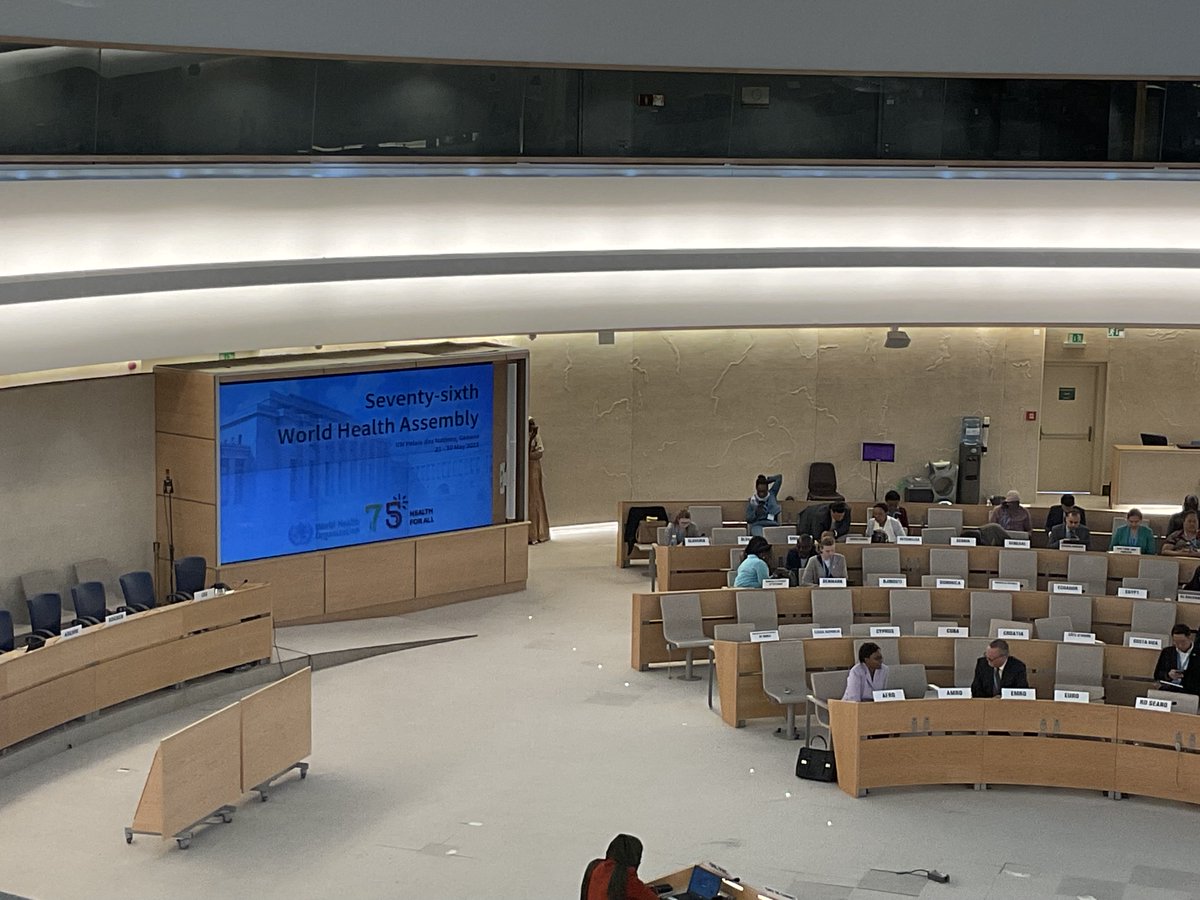 At World Health Assembly (governing body of WHO) in Geneva. We @iahpc @whpca are delivering oral statements, by constituent group or individual organizations, on the following topics: @UHC, @NCD, women & children, @SDH, disability, rehab, refugees & pandemic response