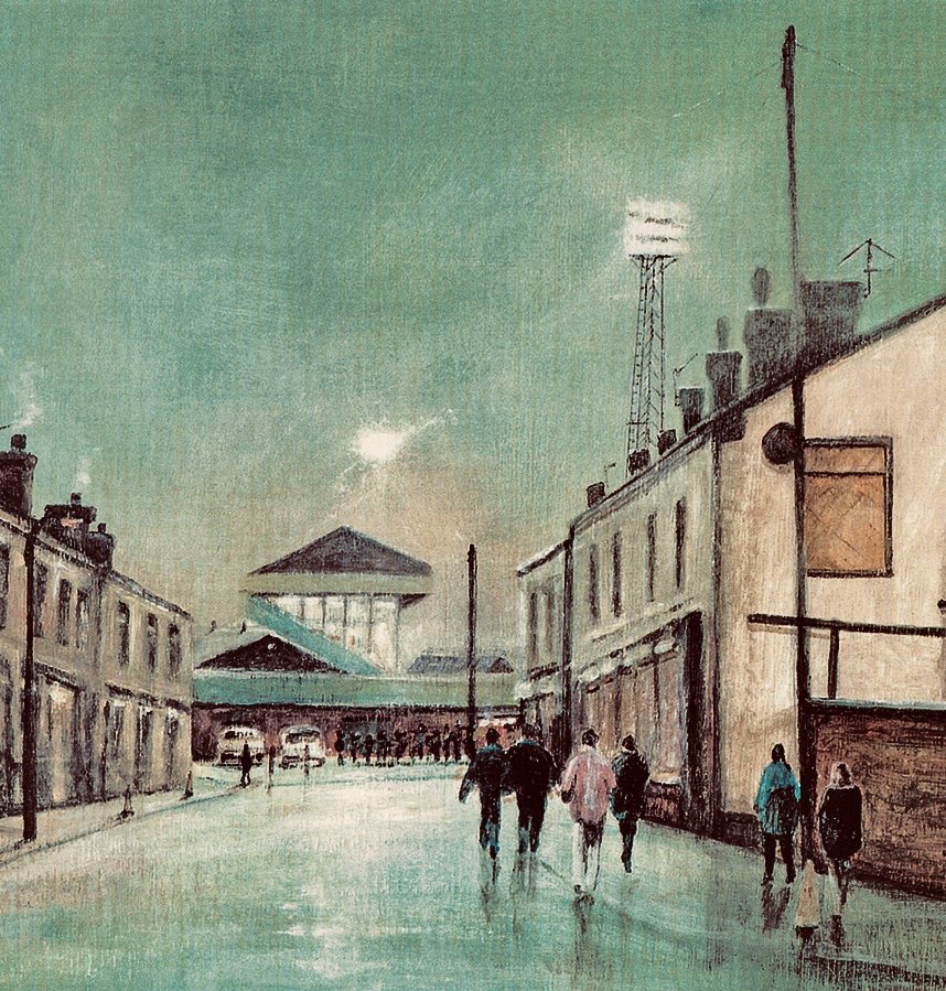 ... after leaving the Springfield pub making our way down second Ave to the ground ... those were the days .. from the latics Collection purchased from and now pride of place on theboard room DW Stadium painted over 20 years ago @ArchiveWigLeigh @LaticsOfficial @wiganlocalhist1