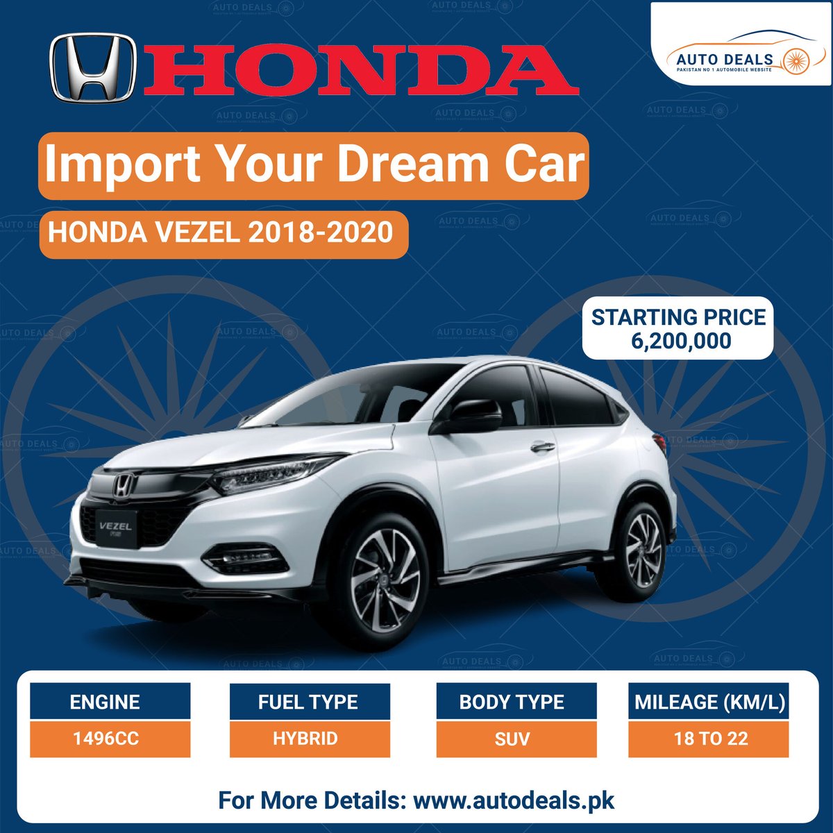 HONDA VEZEL 2018-1020 
Price & Specifications
Visit Our Website: autodeals.pk 
#Hondacar #carlover #carupdate #safedrive #autodeals