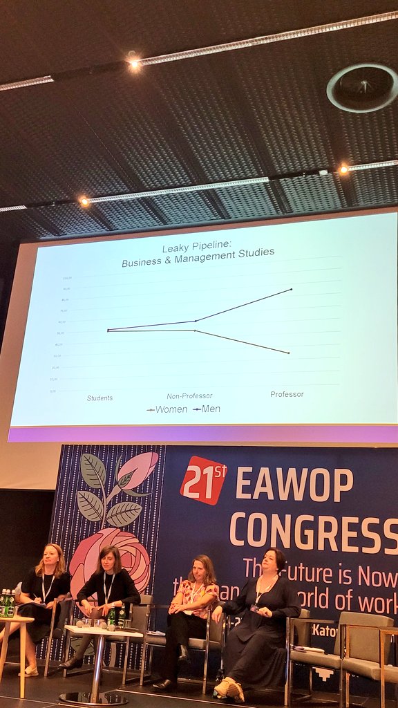 Amazing presentation from @JulieJebsen on a leaky pipeline in academia. Why are there so few female professors? How can role models help? Not surprised, but saddened at the evidence for business & mgmt studies... @EAWOP @AllianceMBS