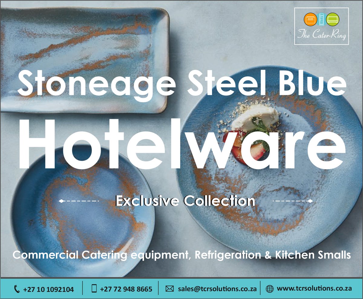 Stoneage Steel Blue Hotelware
Place your order now. Sales@tcrsolutions.co.za or 010 1092104 .
tcrsolutions.co.za
#thecaterringsolutions #thecaterring #businesscontinuity #toaster #cateringequipment #cutleryset #cutlery #cateringsupplies