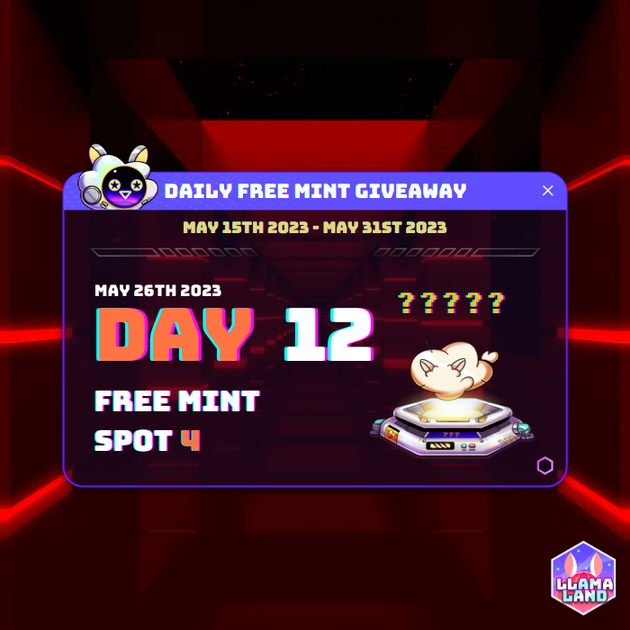 LlamaLand_Game's tweet photo. 🎊Free Mint Spot Giveaway - DAY 12🎊

❗️After 31st, there will be no more daily giveaway❗️

✅ Location: Twitter
🏆 Number of Winners: 4 
⏰ Length of Drawing: Ends in 5 hours

👉🏽 How to Enter: 
1️⃣ Follow + Retweet + Tag + Comment 
2️⃣ Winner select by twitter picker

🎅Previous winner list: https://t.co/JB8E3BX6zE

❗️Note:
- If you have already won a daily giveaway before, you will lose your eligibility, and a new winner will be selected.
- Don't forget, there will be more daily chances to win until the 31st.
- Make sure to be active on our social platform, because the more active you are, the higher your chances of winning.
- If you use fake/bot account or without any banner profile pic, you will be remove.

#LlamaLand #bsc #bscgem #bep20 #nft #NFTs #BSC #Giveaway #Play2Earn #GameFi #Freemint