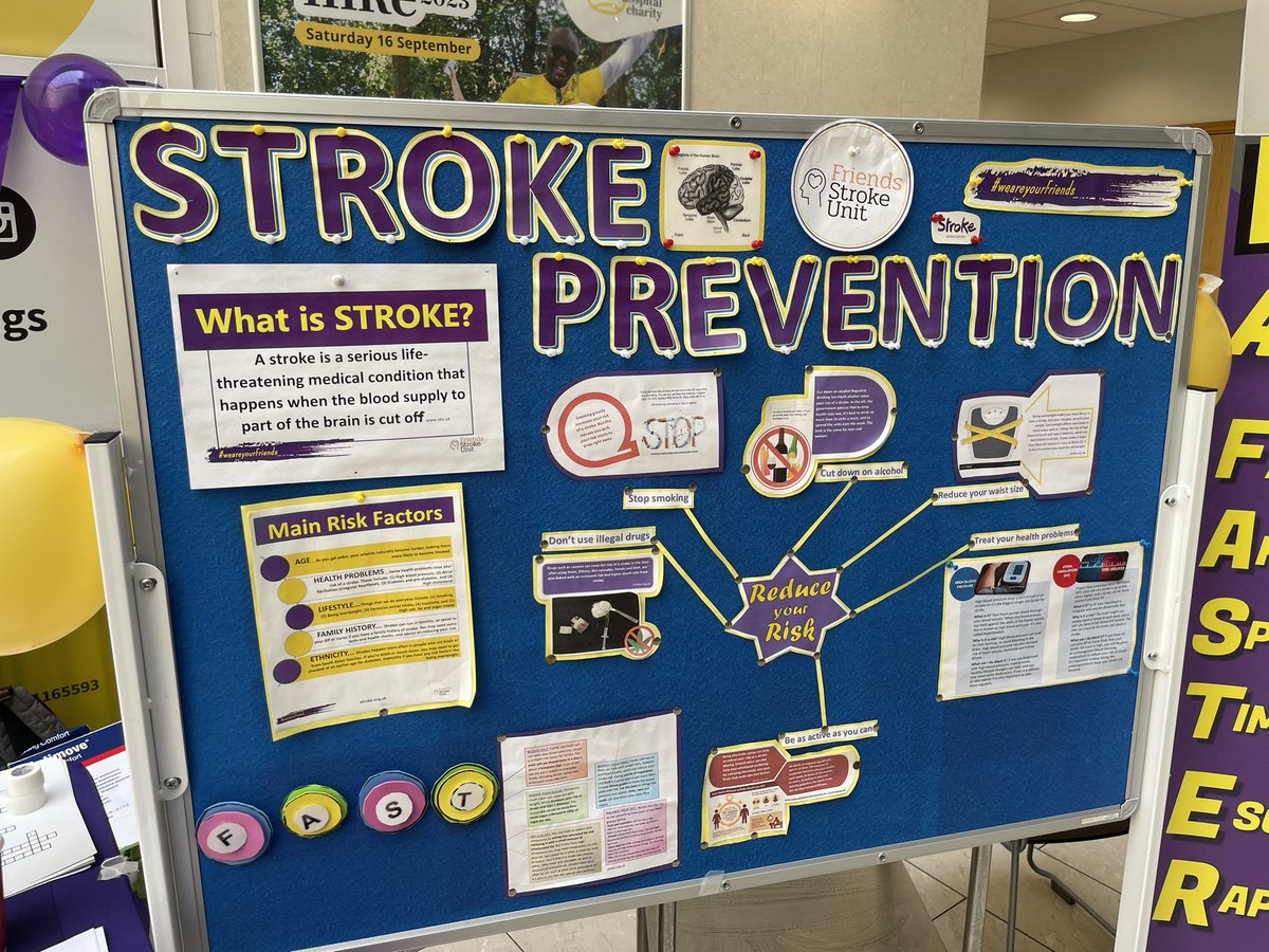 jac2blade's tweet photo. Sister Steph educating colleagues on stroke prevention and amazing brain cakes made by talented colleagues - all in celebration of stroke awareness month @KingsCollegeNHS Special thanks to Marco and Friends Stroke Unit Team for a fab display. https://t.co/Mg2iNScYwJ