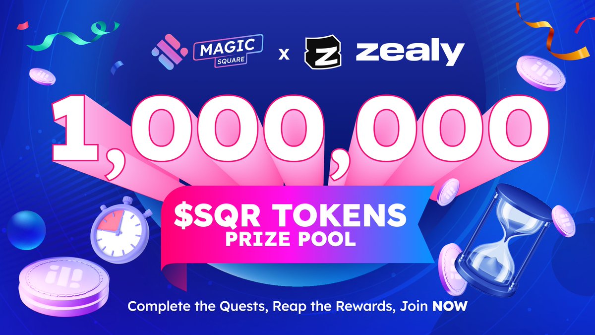 🚀Prepare for the ultimate adventure with the #MagicSquare Zealy Campaign! 
Engage, participate and stand to win from the massive 1,000,000 $SQR pool💰
Your epic journey starts here! 💫 Join us now zealy.io/c/magicsquare/…