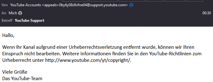 MrHillll's tweet photo. @TeamYouTube Ich hatte ein Formular ausgefüllt und eine Email erhalten. Ich wurde am 23.05 in der Nacht direkt Deaktiviert, ich hatte nicht die Chance meine Fehler zu beheben. Eine direkte Gegendarstellung geht nicht, weil ich nicht mehr in meinen ACC einloggen kann. https://t.co/MxPhYQR6qu