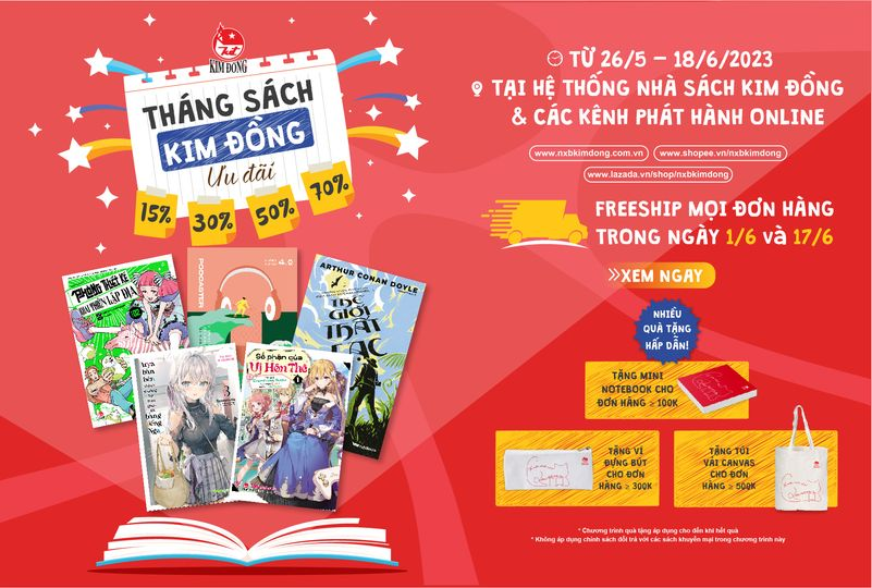 WingsBooksKD's tweet photo. ƯU ĐÃI MỪNG THÁNG SÁCH KIM ĐỒNG

⭐Giảm giá 15% - 30% - 50%
⭐Từ 26/5 - 18/6/2023
⭐Freeship ngày 1/6 và 17/6
⭐Tại hệ thống nhà sách và các kênh online của NXB Kim Đồng (website - Shopee - Lazada)
⭐Quà tặng hấp dẫn (số lượng có hạn) https://t.co/YvAYtIKiRG