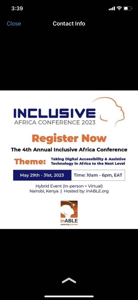 I am honored to be physically attending @inABLEorg's #InclusiveAfrica2023 as an Inclusive Africa Icon nominee happening in Kenya on 29th-31st May and stand a chance of winning $2,000 Join me by registering here for free hopin.com/events/inclusi… to attend virtually