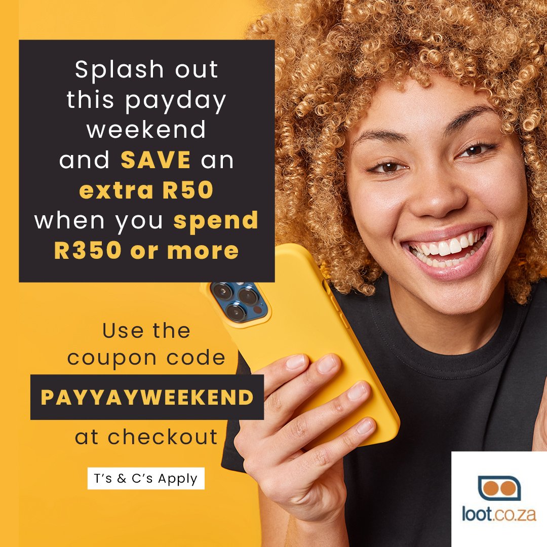 lootcoza's tweet photo. β οΈ Shop till you drop this payday weekend & SAVE R50 when you spend R350 or more ποΈ Use coupon code PAYYAYWEEKEND at checkout https://t.co/o2SYKcu4XD π#ShopOnlineTODAY & experience the joy of savings at your fingertips!π±οΈ THIS WEEKEND ONLY! β° #PaydayPower
**Ts&Cs Apply. https://t.co/pWKuUardu6