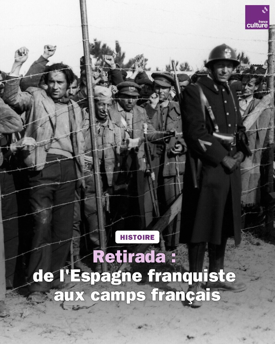 Février 1939 débute la Retirada. 500 000 exilés espagnols fuient les troupes franquistes. Ils croyaient arriver au pays des droits de l'Homme, ils furent parqués 'comme des bêtes'.
➡️ l.franceculture.fr/4aA