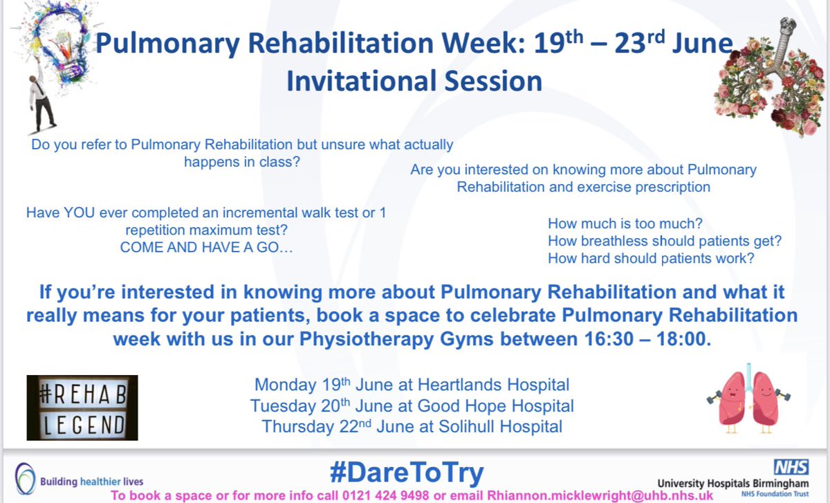 Rhia. (@rhiaxo) on Twitter photo ⭐️Do you refer to Pulmonary Rehab in Birmingham and Solihull at <a href="/uhbtrust/">University Hospitals Birmingham</a>⭐️
Do you know what it’s really all about? 👀
Do you fancy coming and celebrating PR awareness week with us whilst find out out more and even having a go?? 🥳🫁
INFO BELOW GET IN TOUCH ⬇️⬇️ ⭐️Do you refer to Pulmonary Rehab in Birmingham and Solihull at <a href="/uhbtrust/">University Hospitals Birmingham</a>⭐️
Do you know what it’s really all about? 👀
Do you fancy coming and celebrating PR awareness week with us whilst find out out more and even having a go?? 🥳🫁
INFO BELOW GET IN TOUCH ⬇️⬇️