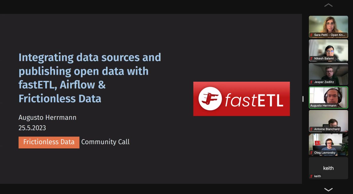 nikeshbalami's tweet image. / @frictionlessd8a Community Call 💻

Yesterday, Augusto Herrmann presented about integrating data sources and publishing open data with fastETL, Airflow &amp;amp; Frictionless Data.

Presentation slides 👉 herrmann.tech/slide-decks/20…

#FrictionlessData #DataPublishing