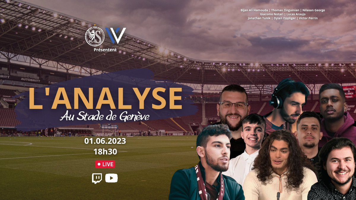 servettiens_ch's tweet photo. 🚨 𝗟'𝗔𝗡𝗔𝗟𝗬𝗦𝗘 𝗔𝗨 𝗦𝗧𝗔𝗗𝗘 𝗗𝗘 𝗚𝗘𝗡𝗘̀𝗩𝗘 🏟🎙

Après une semaine de teasing, on vous dévoile notre gros projet. Une Analyse en live produit par Waview et avec une belle palette d'invités du monde du média foot genevois. Tout ça au Stade de Genève le 1er juin 2023 ! https://t.co/YYHc8jyLty