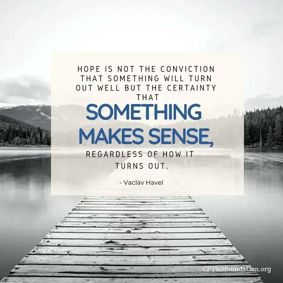 Hope is not the conviction that something would turn out well but the certainty that something makes sense, regardless of how it turns out - #CPTSD #DailyRecoverySupport #healingjourney #Anxiety #ComplexTraumaRecovery