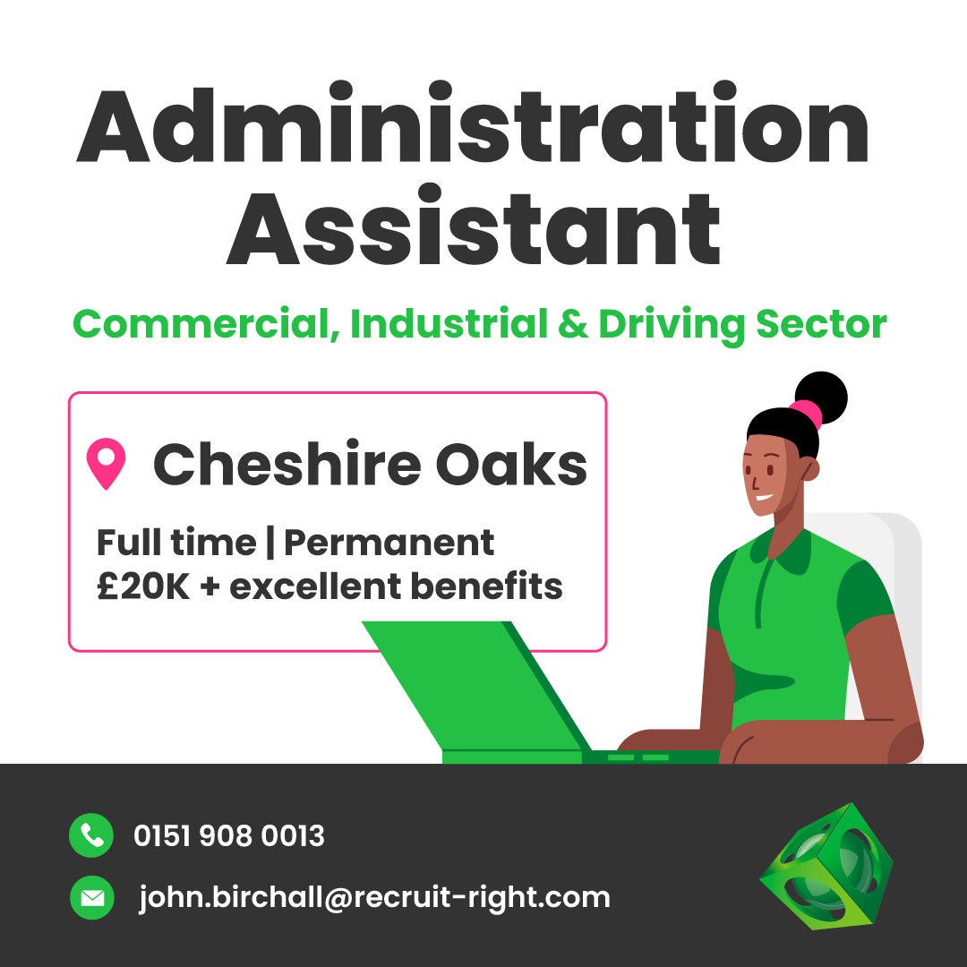 Administration Assistant
📍 Cheshire Oaks
£20k + excellent benefits
If interested, please contact John:
📧 john.birchall@recruit-right.com
📞 0151 908 0013

#recruitright #cheshireoaks #hotjob #admin #permjob #ukjobs