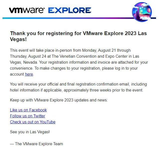 NextLevelSDDC's tweet image. All signed up for VMware Explore, going as a blogger this year!
Are you thinking about going too? Only four days left to take advantage of the Early Bird discount.

@VMwareExplore @VMware #vmworld #conference #lasvegas #virtualization #workloadportability #multicloud #anycloud