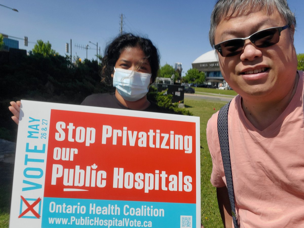 KingsleyKwok's tweet photo. Today May 26 or tomorrow May 27, defend public healthcare by volunteering and voting in our citizens' referendum in-person, or online at https://t.co/JsHrtAPTqy. Stop privatizing our public hospitals.
#publichospitalvote #healthcare #ONpoli https://t.co/832innlhUa