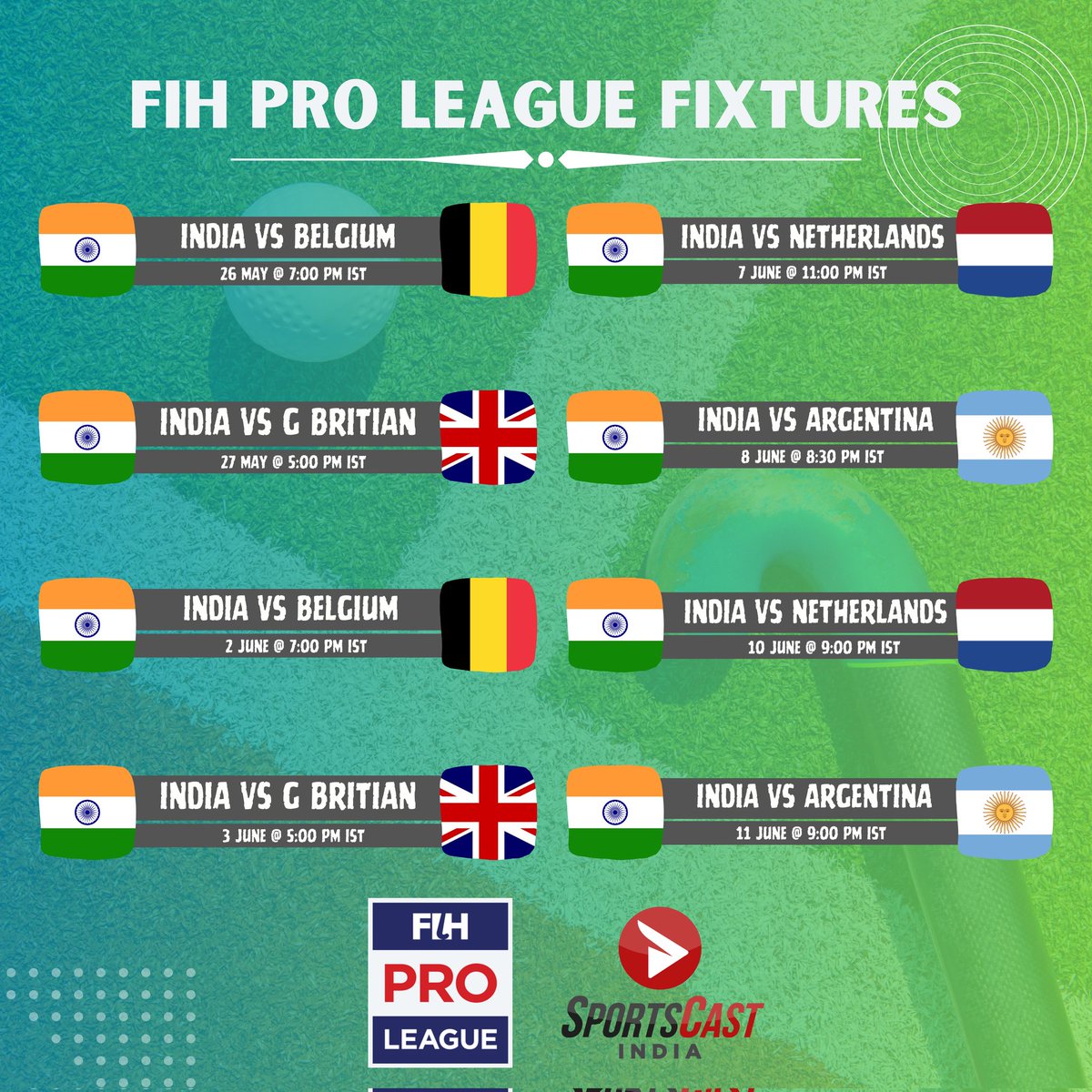 The Indian Men's Hockey team are ready for their away fixtures in the FIH Pro League 2022-23, beginning today! 😍🏑

@TheHockeyIndia are 🔝 of the table at the moment, with 4 games to play in the UK & Netherlands, each. ✈️

Wishing our senior side good luck! 🙌🏼

#fihproleague