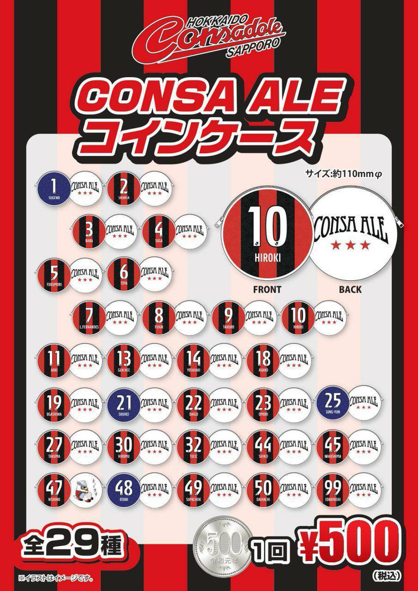 定番 クラブコンサドーレ限定くじ コインケース クソンユン選手 コンサ