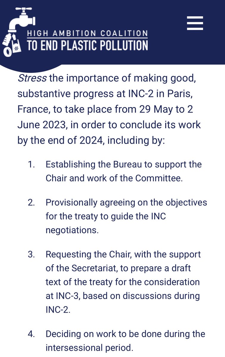 🚨BREAKING: New High Ambition Coalition Ministerial Statement of the ahead of he #INC2 #PlasticsTreaty #BeatPlasticPollution 
🔥Welcoming with appreciation the UNGA R. 76/300 recognizing the human right to a clean, healthy &amp; sustainable environment

READ : hactoendplasticpollution.org/high-ambition-…