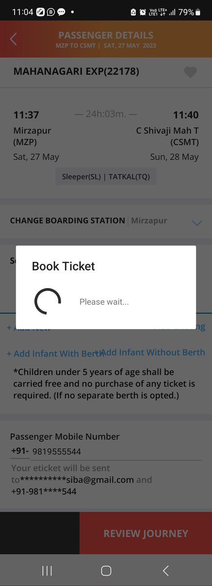 bhupendra01's tweet photo. Today again tried same thing happened irctc not allowed us booking the ticket I want to know that how the server get stuck at this time only till the time common man cannot book the tickets 
#commonman  #pain https://t.co/tbX1p752yv