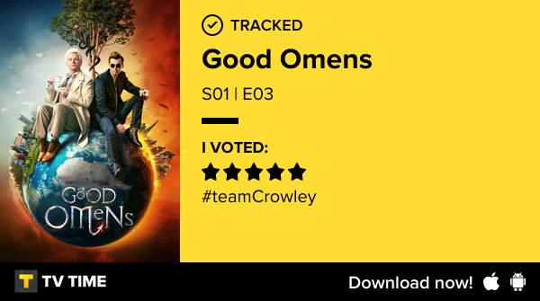I've just watched episode S01 | E03 of Good Omens! #goodomens  tvtime.com/r/2Pt7T #tvtime