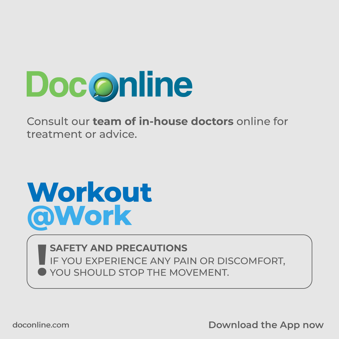 DocOnlineHealth's tweet photo. Boost productivity and fitness in one go with our quick ‘Workout @ Work’ session!
Spare 2 minutes and do these neck rolls for a healthier and more motivated day. Consult our team of in-house doctors for further treatment or advice on +91 8822 126 126
#NeckRolls #NeckPain https://t.co/Mg56ObFJhv