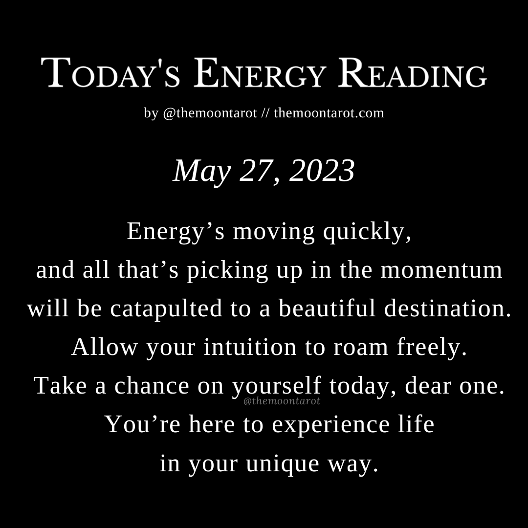 themoontarot_'s tweet photo. Today's Energy Reading: May 27, 2023

Be bold with your courage. Your power is flowing back to you with ease. You’re ready to fully immerse yourself in your reality. https://t.co/6p83HDkS2r