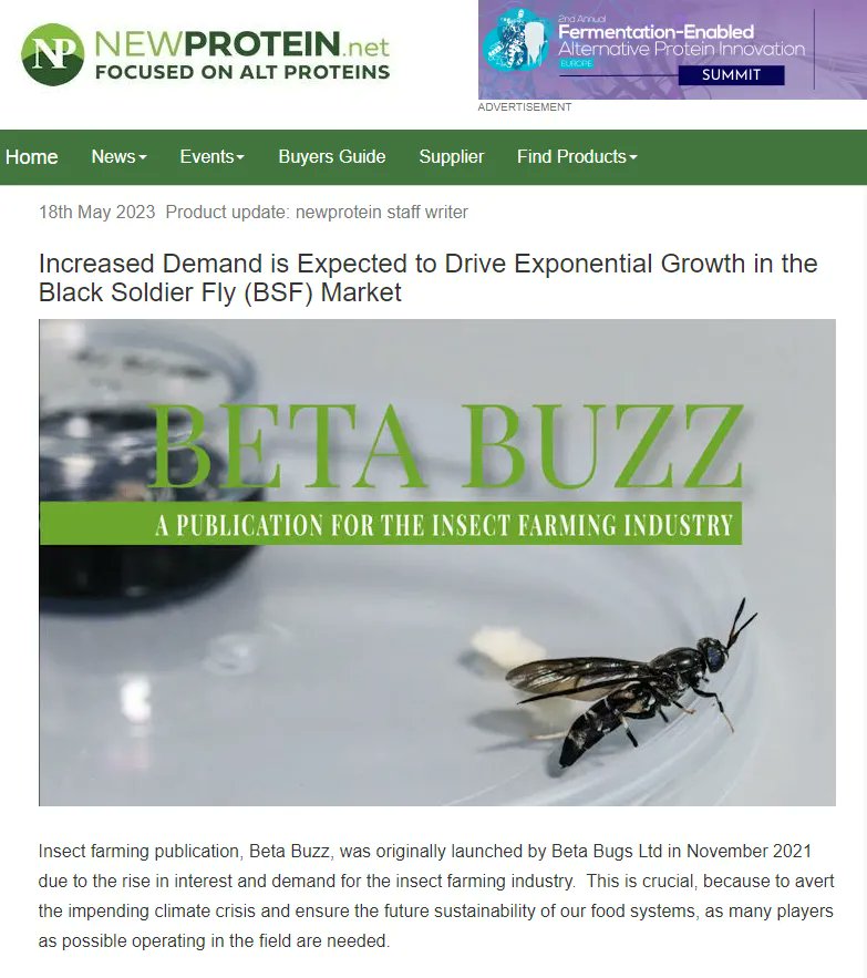 betabugsltd's tweet photo. @NewProteinNPD have published our article on the third edition of Beta Buzz! 🦗✔
Read the full article below 👇
https://t.co/K4a042IBfG
#newprotein #blacksoldierfly #bsf #alternativeprotein https://t.co/tKwUurZ725