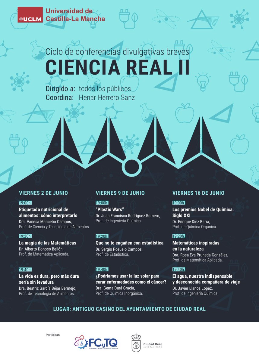 matematicasUCLM's tweet photo. Una semana para Ciencia Real @AYTO_CIUDADREAL @FCTQ_uclm @uclm_es https://t.co/SaWIHHXuoc