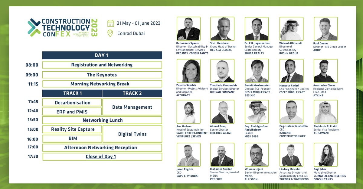 VenturesConnec1's tweet image. 👀 #CTF2023 At A Glance
💥Bringing to fruition over 50 insightful topics with the expertise of 70+ knowledgeable speakers!
#CONFEX2023
🗓 31 May - 01 June 2023
📍 Conrad Dubai
❗️Last chance to register: ow.ly/IsN050Owylz
#construction #technology #contech