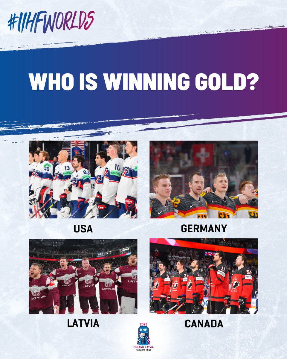 IIHF (@iihfhockey) on Twitter photo Who do you think will win the gold medal?
#IIHFWorlds
<a href="/usahockey/">USA Hockey</a> <a href="/deb_teams/">Deutscher Eishockey-Bund</a> <a href="/lhf_lv/">LV Hokeja federācija</a> <a href="/HockeyCanada/">Hockey Canada</a> Who do you think will win the gold medal?
#IIHFWorlds
<a href="/usahockey/">USA Hockey</a> <a href="/deb_teams/">Deutscher Eishockey-Bund</a> <a href="/lhf_lv/">LV Hokeja federācija</a> <a href="/HockeyCanada/">Hockey Canada</a>