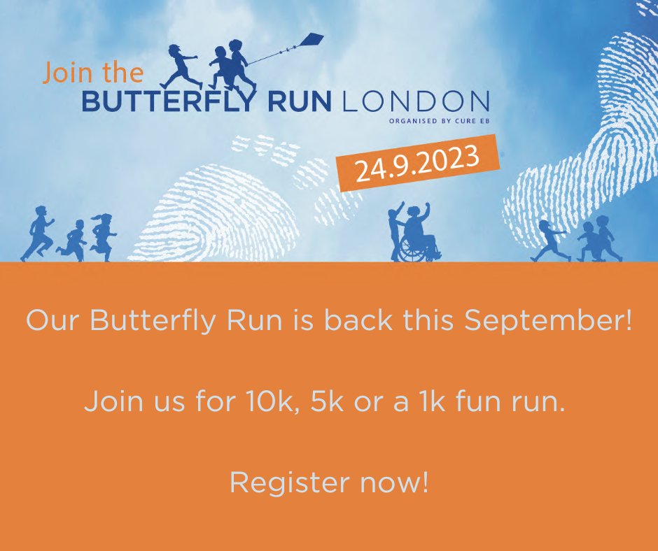 CureEBorg's tweet photo. Join us for our Butterfly Run this September: https://t.co/6IamFoA6Fd
Our Butterfly Run is a celebration of inclusivity. Sign up for 10k, 5k or a 1k fun run
πββοΈππ½π¨βπ¦½
#CureEB #ResearchtheCure #ButterflyRun #OlympicPark #TimetoFly #10krun #5krun #1kfunrun #stopthepain https://t.co/yNIHi8oz9d