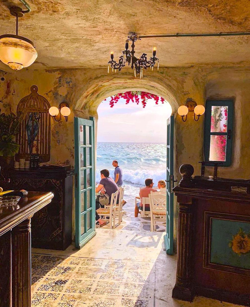 I love a Greek coffee in the morning at sea.. Negrita Bar, Mykonos, Greece 🇬🇷