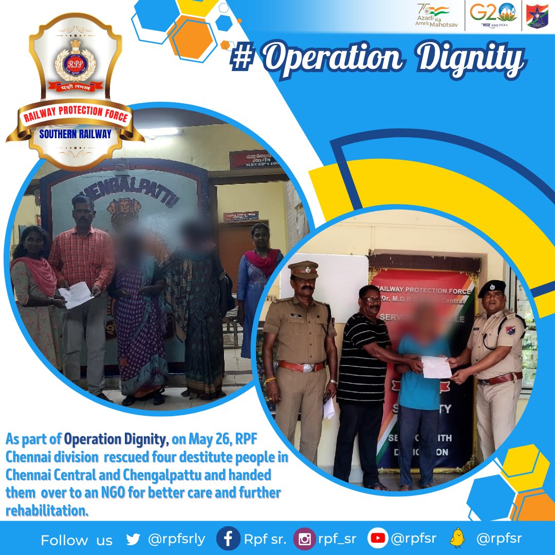 #OperationDignity #RPF #RPFSR #Goodwork @RailMinIndia @RPF_INDIA @GMSRailway @csc_srly