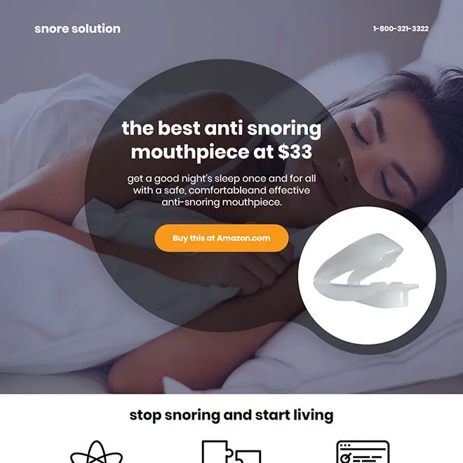 Download ready to use the best anti snoring mouthpiece selling responsive call to action landing page design from buff.ly/32Kspk3 #stopsnoring #snoring #antisnoring #antisnoringdevice #stopsnoringproduct #bestlandingpage #conversion #websitedesign