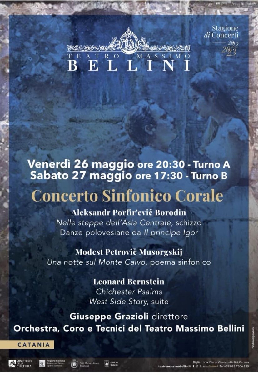 Un viaggio sulle note di #Borodin, #Musorgskij e #Bernstein: oggi e domani #GiuseppeGrazioli dirige l'Orchestra e il Coro del #TeatroMassimoBellini di #Catania.

Scopri il programma completo👇
teatromassimobellini.it/eventi/concert…