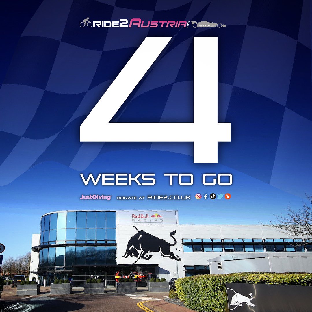 So close!! 😳 4 weeks today we’ll be setting off from <a href="/redbullracing/">Oracle Red Bull Racing</a> on our 1000 miles journey to the Red Bull Ring, Austria…! 

🚴🏼‍♀️🏎🇬🇧🇦🇹

#cycling #cycle #cyclelife #fundraiser #f1 #formula1 #formulaone #redbullracing #redbull #redbullring #redbullformula1 #cycleaustria