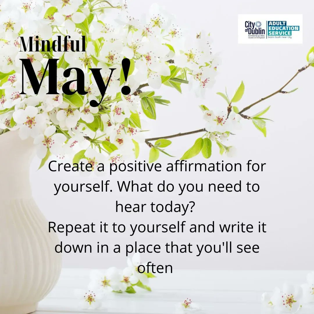 Welcome to your final Mindful May Task. 

We hope you've enjoyed this series and would love to hear how you're getting on. 

#MindfulMay #CommunityEducation #Bekindtoyourmind #Mindfulnessmatters