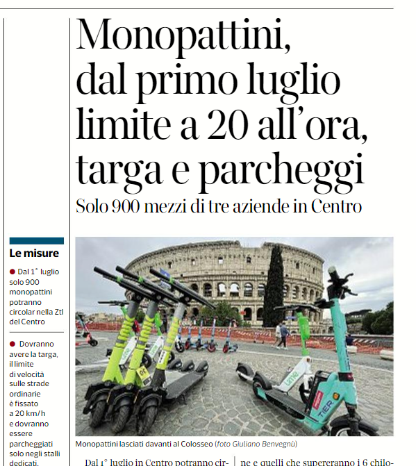 Dal prossimo luglio a Roma non avremo più i monopattini sui marciapiedi.
Ma continueremo ad avere le moto sui marciapiedi.